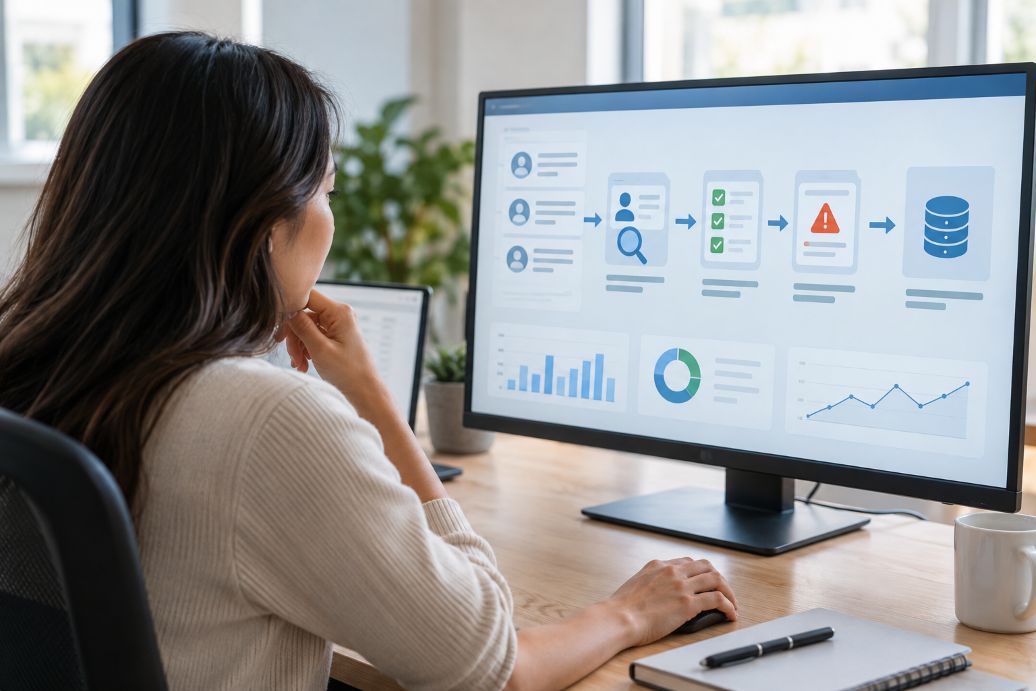 software engineer monitoring an automated CRM data pipeline